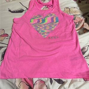 DKNY Vibrant Pink Tank with Multicolor Heart